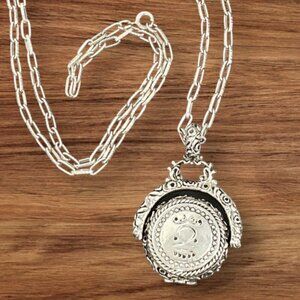 Goldette Hieroglyphic VTG Locket Spinner Pendent Fob​